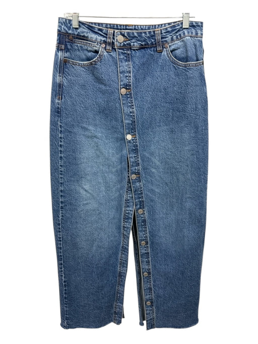 Habitual Size 4/27 Medium Wash Cotton Denim Button Up Raw Hem Maxi Skirt Medium Wash / 4/27
