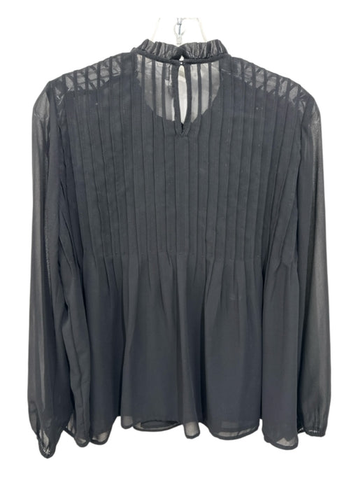 Velvet Size S Black Polyester Long Sleeve Ruffles Ruffle Mock Neck Top Black / S