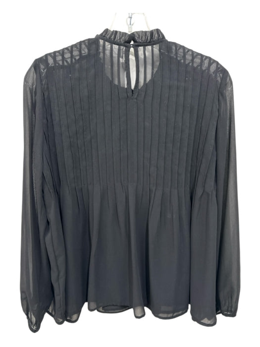 Velvet Size S Black Polyester Long Sleeve Ruffles Ruffle Mock Neck Top Black / S