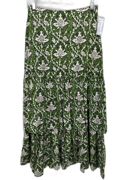 Anna Cate Size XS Green, Brown & Cream Cotton ZIp Sides Leaves & Abstract Skirt Green, Brown & Cream / XS