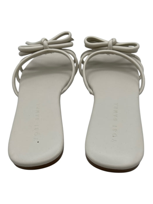 Yosi Samra Shoe Size 8 White Leather Bow Mule Flat Slides Sandals White / 8