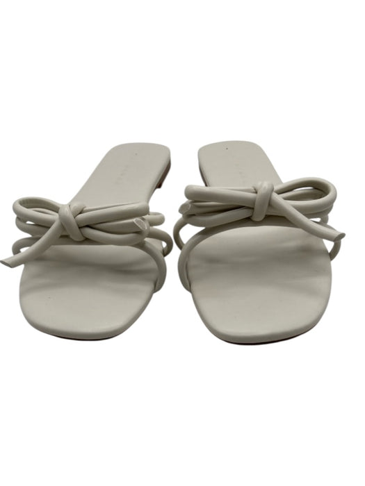 Yosi Samra Shoe Size 8 White Leather Bow Mule Flat Slides Sandals White / 8