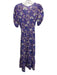 XiRENA Size S purple, blue, beige Cotton Short Puff Sleeve Floral Print Dress purple, blue, beige / S