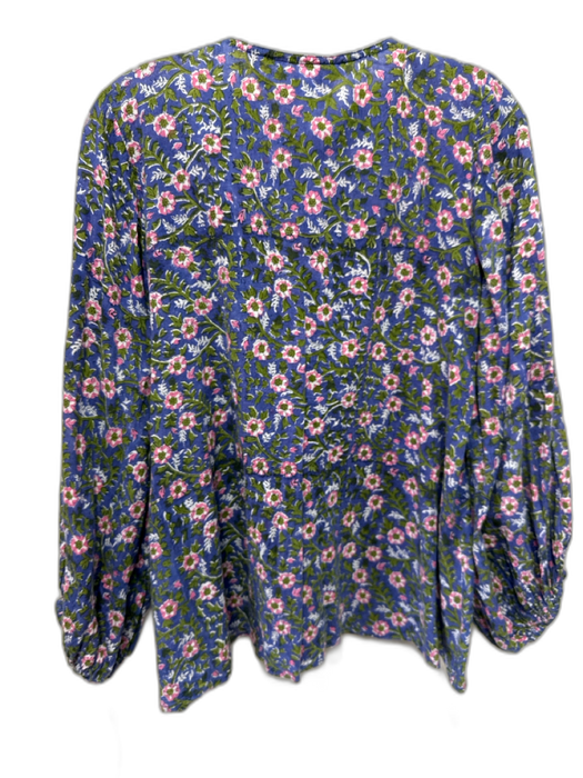 India Collection Emerson Fry Size XS Purple, Pink, Green Cotton Floral Top Purple, Pink, Green / XS