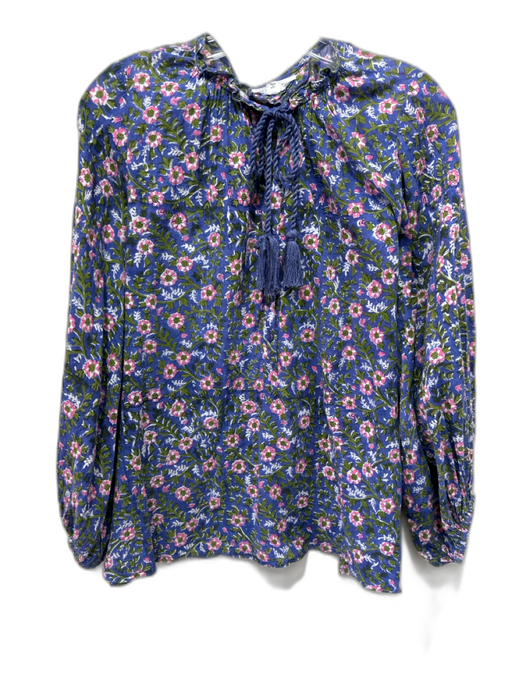 India Collection Emerson Fry Size XS Purple, Pink, Green Cotton Floral Top Purple, Pink, Green / XS