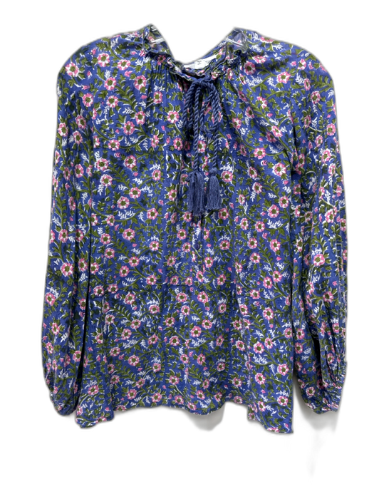 India Collection Emerson Fry Size XS Purple, Pink, Green Cotton Floral Top Purple, Pink, Green / XS