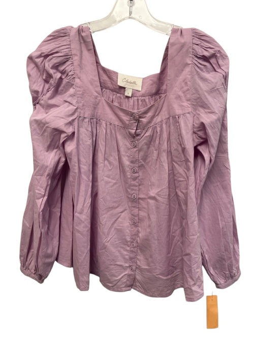 Cleobella Size S Lilac Purple Organic Cotton Button Down Puff Shoulder Top Lilac Purple / S