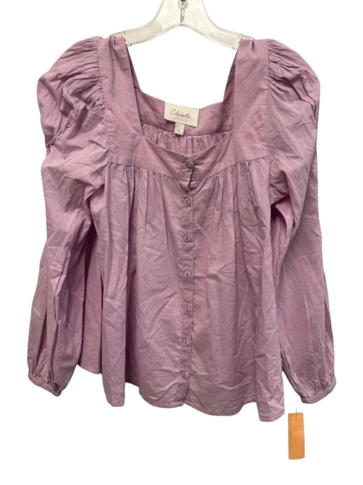 Cleobella Size S Lilac Purple Organic Cotton Button Down Puff Shoulder Top Lilac Purple / S