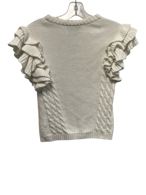 Cleobella Size M White Cotton Ruffle Cap Sleeve Cable Knit Top White / M
