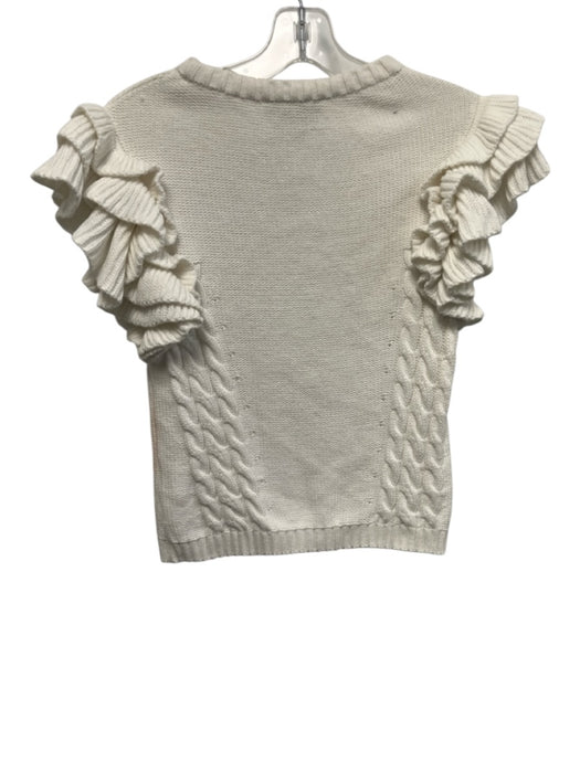 Cleobella Size M White Cotton Ruffle Cap Sleeve Cable Knit Top White / M