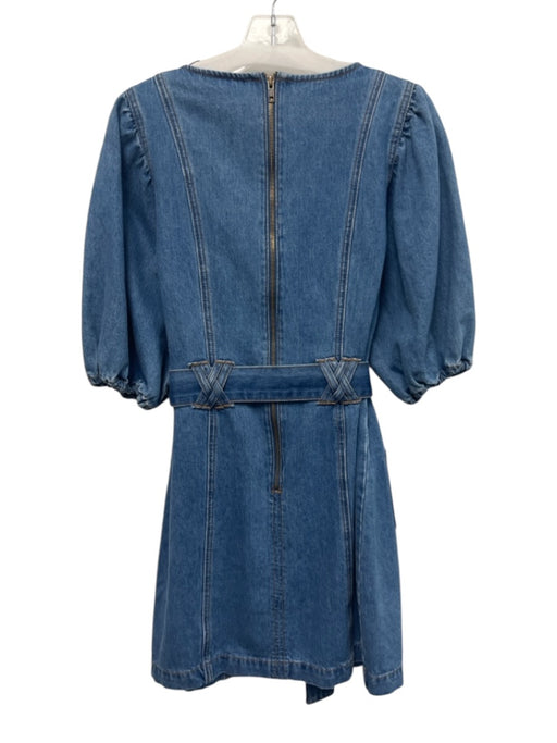 Minkpink Size S Medium Wash Cotton 1/2 Sleeve Pockets Midi Denim Dress Medium Wash / S
