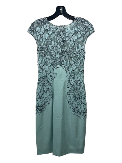 Lela Rose Size 2 Blue & Black Viscose Blend Lace Zip & Button Sleeveless Dress Blue & Black / 2