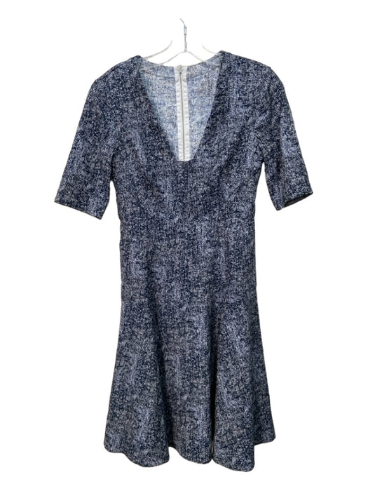 Lela Rose Size Est Size 4 Navy & white Blend Speckled Elbow Sleeve Dress Navy & white / Est Size 4