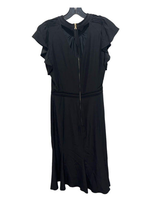 Altuzarra Size 40 Black Silk Flutter Cap sleeve Cut Outs Midi Back Zip Dress Black / 40