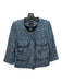 Smythe Size 4 Blue, Black, White Acrylic Blend Long Sleeve Boucle Pockets Jacket Blue, Black, White / 4