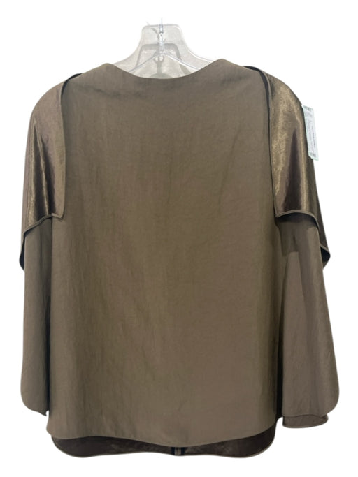 Karolina Zmarlak Size S Olive Green Acetate Blend Cape Back Zip Split Sleeve Top Olive Green / S