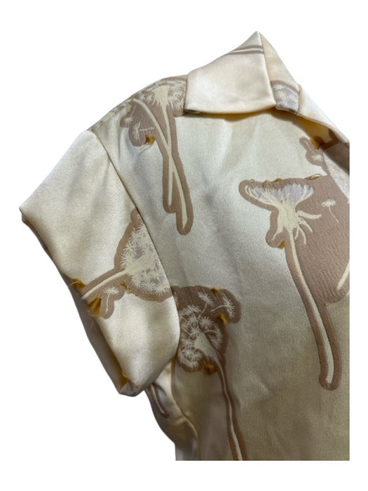 Hellessy Size 4 Yellow & Gold Acetate Collared Flowers Cap Sleeve Midi Skirt Set Yellow & Gold / 4