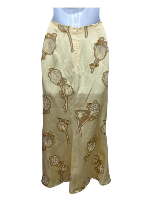 Hellessy Size 4 Yellow & Gold Acetate Collared Flowers Cap Sleeve Midi Skirt Set Yellow & Gold / 4