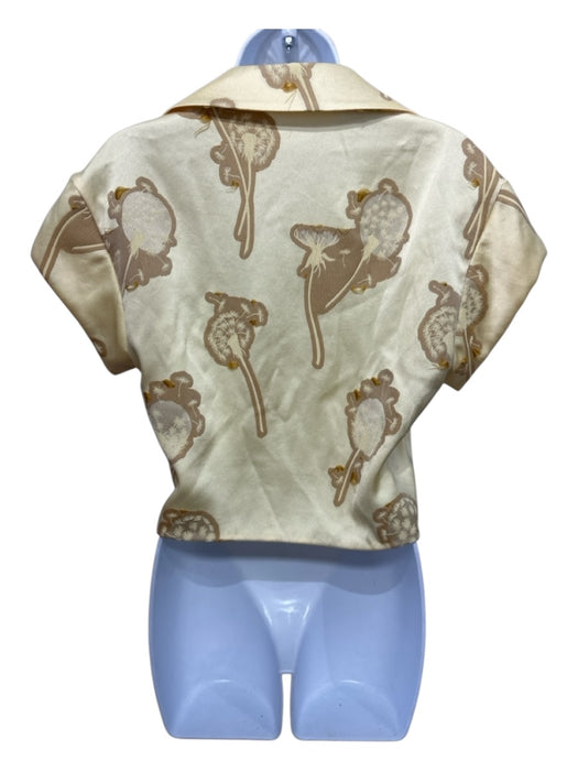 Hellessy Size 4 Yellow & Gold Acetate Collared Flowers Cap Sleeve Midi Skirt Set Yellow & Gold / 4