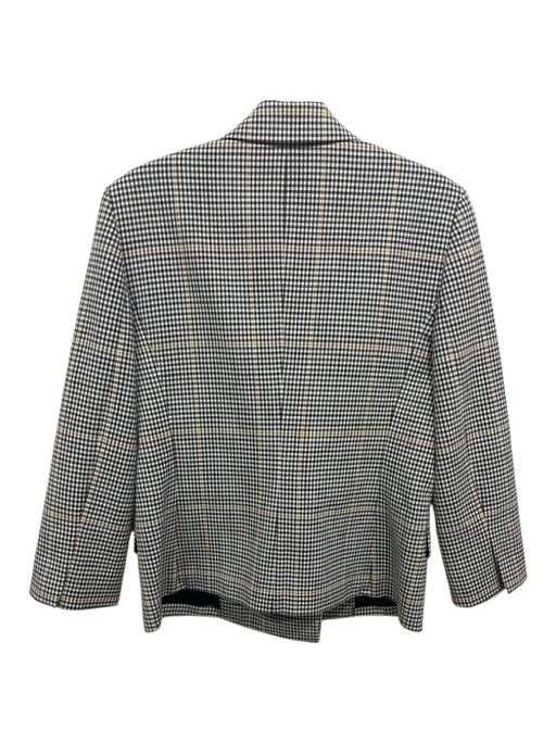 Theory Size 4 Brown, Yellow, White Wool Blend Long Sleeve Plaid Jacket Brown, Yellow, White / 4