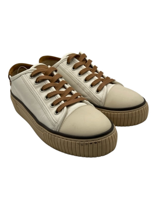 ME + EM Shoe Size 39 White, Brown, Tan Leather Upper round toe lace up Sneakers White, Brown, Tan / 39