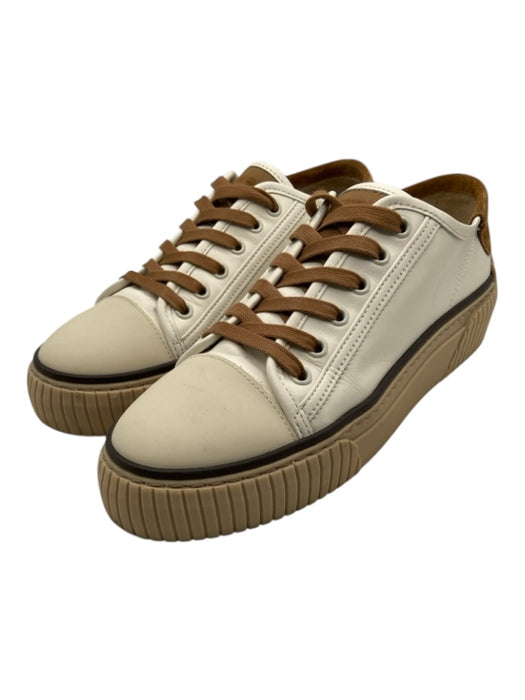 ME + EM Shoe Size 39 White, Brown, Tan Leather Upper round toe lace up Sneakers White, Brown, Tan / 39