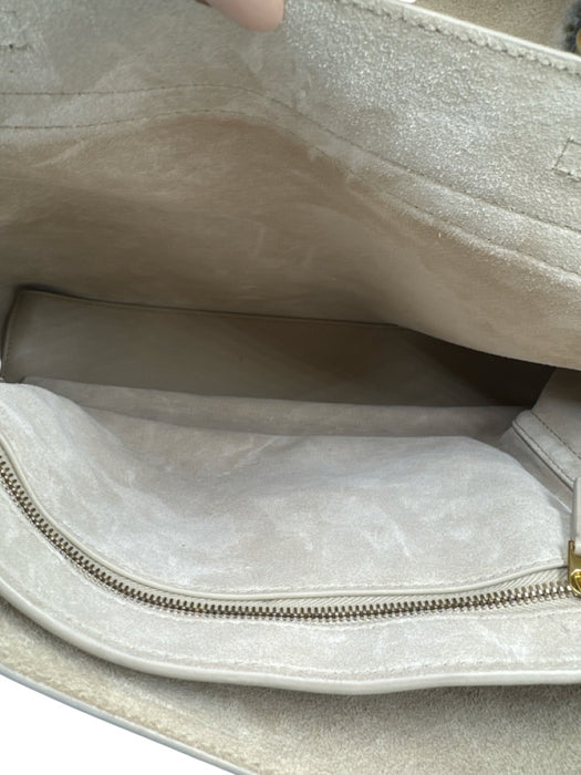 Bottega Veneta Beige Leather Gold Tone Hardware Flap Braided Detail Shoulder Bag Beige / Medium