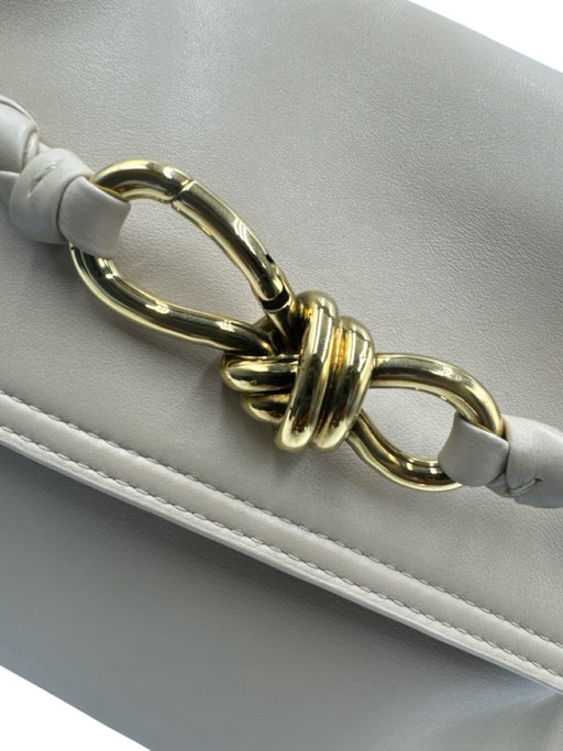 Bottega Veneta Beige Leather Gold Tone Hardware Flap Braided Detail Shoulder Bag Beige / Medium