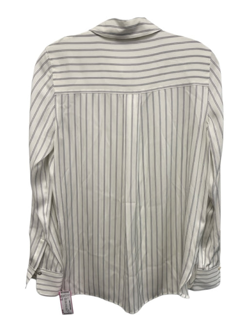 Vince Size XS White & Black Silk Blend Striped Long Sleeve Button Up Shirt Top White & Black / XS