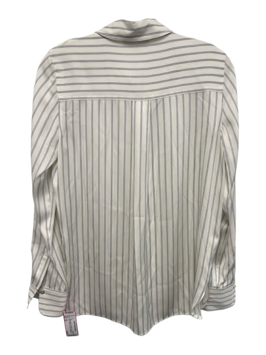 Vince Size XS White & Black Silk Blend Striped Long Sleeve Button Up Shirt Top White & Black / XS