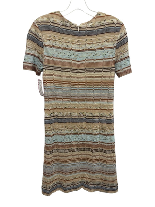 Missoni Size 40 Beige, Blue & Brown Viscose Blend Knit Abstract Stripe Dress Beige, Blue & Brown / 40