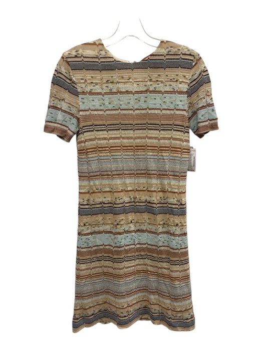 Missoni Size 40 Beige, Blue & Brown Viscose Blend Knit Abstract Stripe Dress Beige, Blue & Brown / 40
