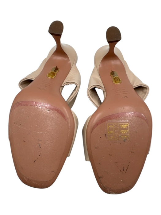 Aquazzura Shoe Size 39.5 Blush Beige Leather Upper Patent Twist Mule Sandals Blush Beige / 39.5