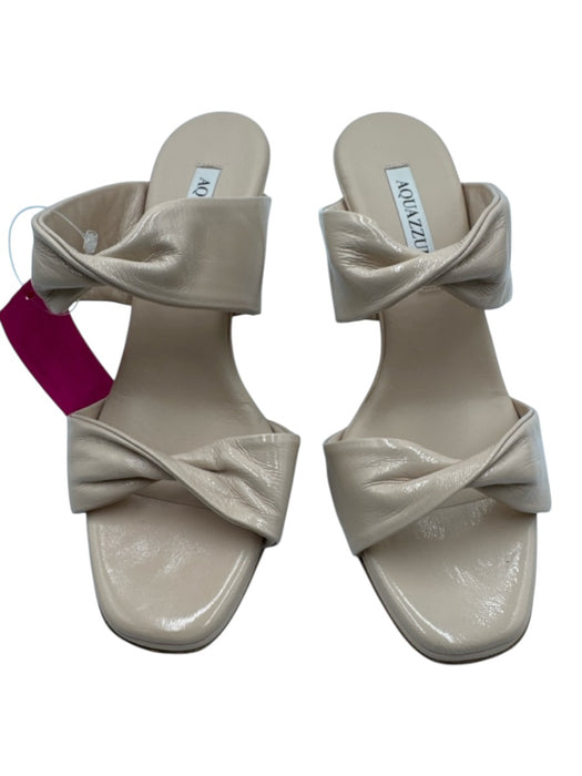 Aquazzura Shoe Size 39.5 Blush Beige Leather Upper Patent Twist Mule Sandals Blush Beige / 39.5