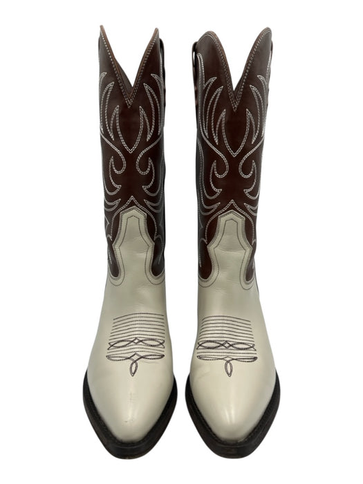 Partow Shoe Size 39.5 Brown & White Leather Pointed Toe Western Knee High Boots Brown & White / 39.5