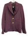 Smythe Size 4 Red & Navy Blue Print Nylon & Elastane 2 Buttons Blazer Jacket Red & Navy Blue Print / 4