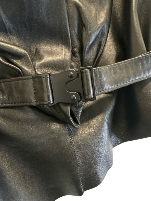 KZ_K STUDIO Size XS Black Lamb leather Sleeveless Deep V Vest Top Black / XS