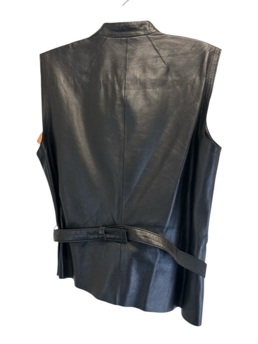 KZ_K STUDIO Size XS Black Lamb leather Sleeveless Deep V Vest Top Black / XS