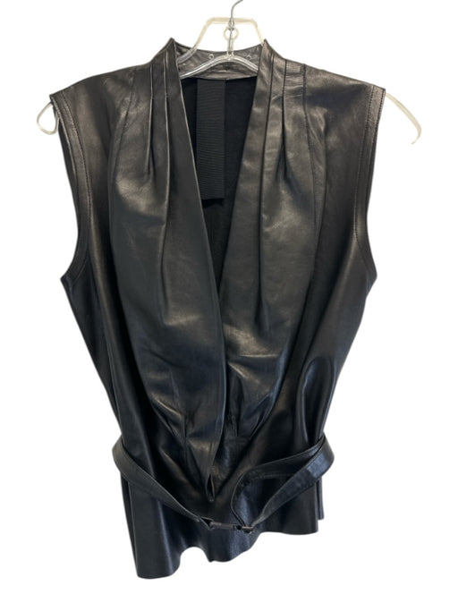 KZ_K STUDIO Size XS Black Lamb leather Sleeveless Deep V Vest Top Black / XS