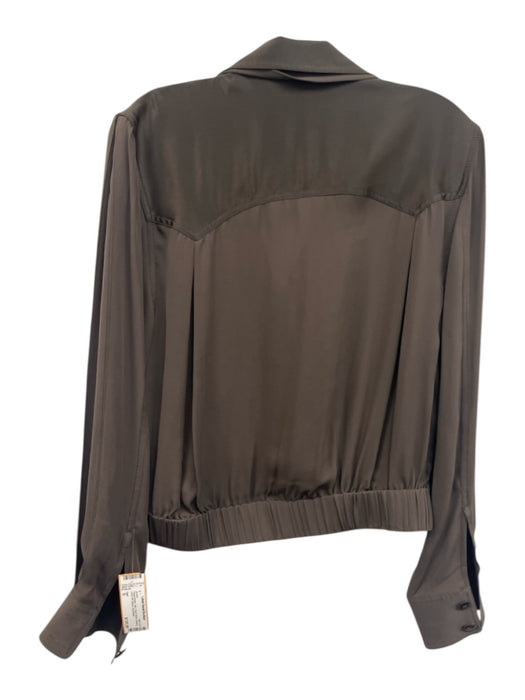 TWP Size S Taupe Brown Silk Fabric Block Buttons Long Puff Sleeve Jacket Taupe Brown / S