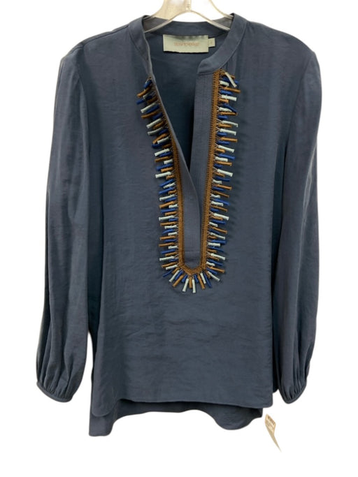 Silvia Tcherassi Size S Blue & Brown Viscose & Polyester Long Sleeve Top Blue & Brown / S