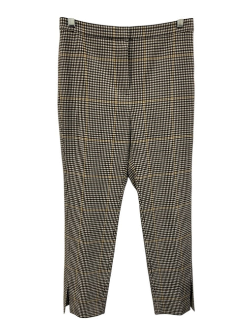 Theory Size 6 Brown, White, Yellow Polyester & Virgin Wool Zip Fly Plaid Pants Brown, White, Yellow / 6