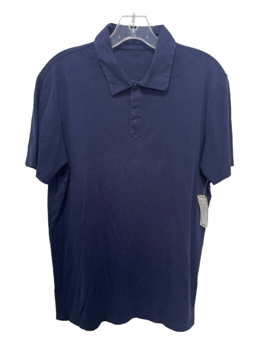 Prada Size M Blue Cotton Blend Solid Polo Men's Short Sleeve M