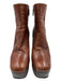 Prada Shoe Size 41.5 Brown Leather Calf High Platform Wooden Base Side Zip Boots Brown / 41.5