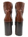 Prada Shoe Size 41.5 Brown Leather Calf High Platform Wooden Base Side Zip Boots Brown / 41.5