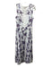 Jason Wu Size 8 White & Purple Polyester Floral Round Neck Sleeveless Dress White & Purple / 8