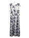 Jason Wu Size 8 White & Purple Polyester Floral Round Neck Sleeveless Dress White & Purple / 8