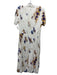 Jason Wu Size 10 WHite Purple Beige Cotton Blend Zip Back Abstract Floral Dress WHite Purple Beige / 10