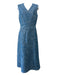 Emilia Wickstead Size 8 Blue Print Cotton & Polyester Tweed Midi Dress Blue Print / 8