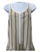 Diotima Size 2/M Beige, Navy, White Poplin Cotton Vertical Stripes Midi Dress Beige, Navy, White / 2/M